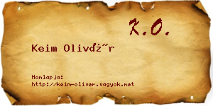 Keim Olivér névjegykártya